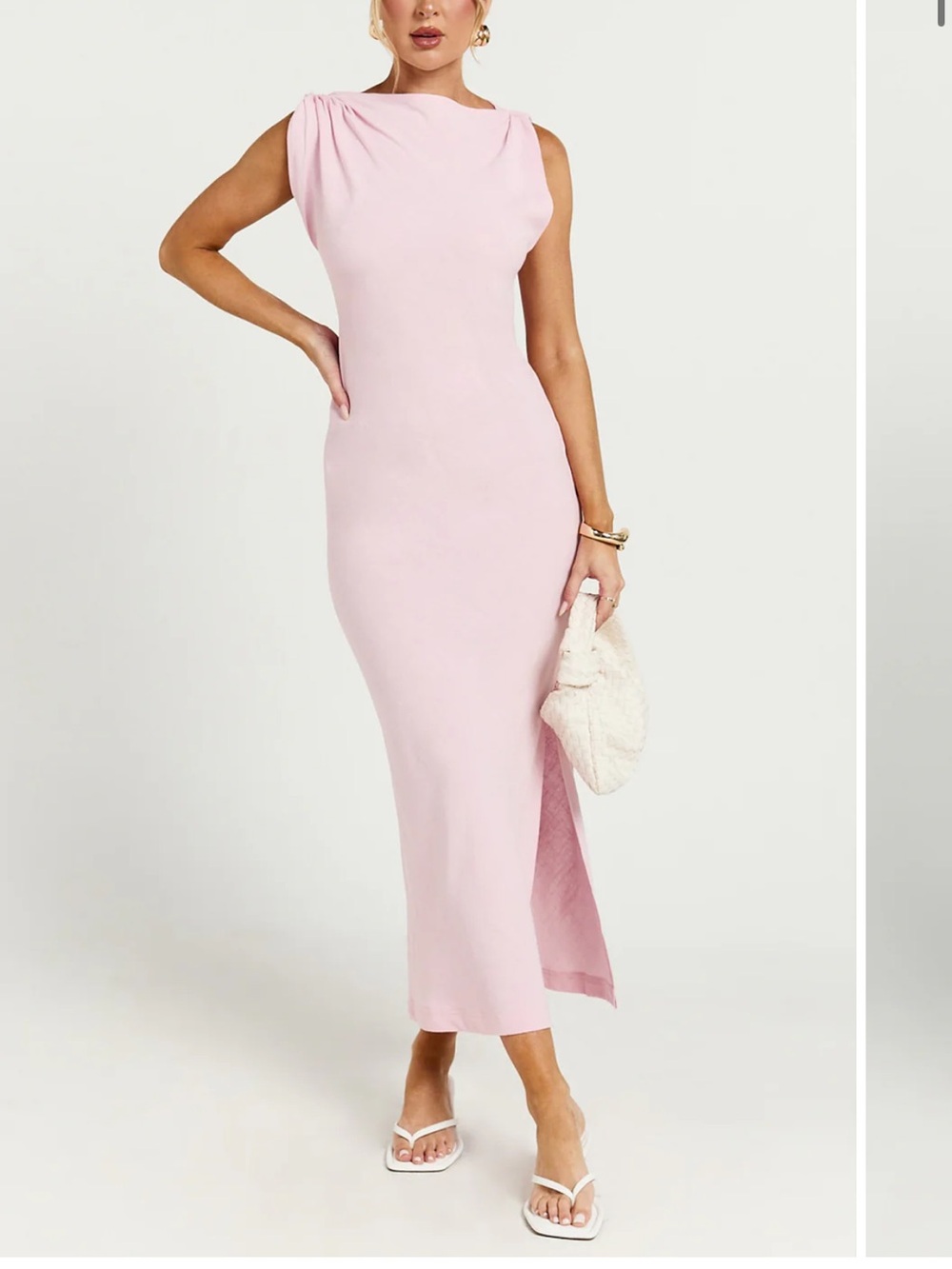 NWT Showpo linen soft pink midi dress size 4